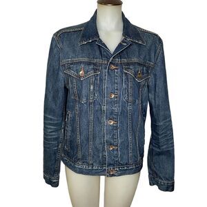 𝅺gap Blue Denim Distressed Jacket